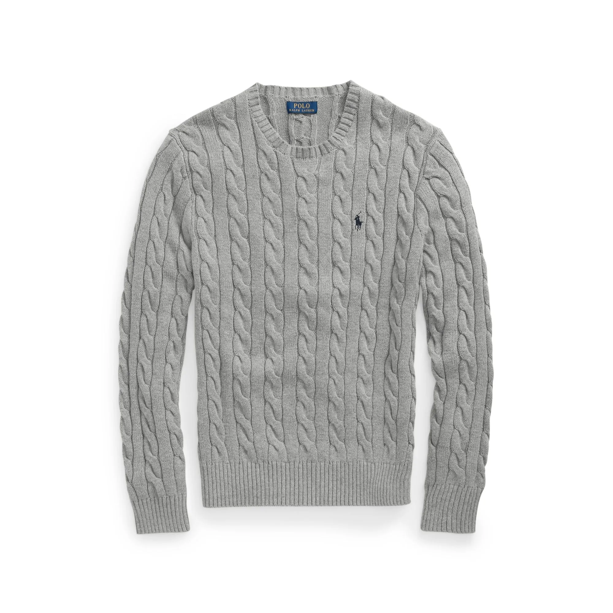 Maglia a Trecce in Cotone Grigio
