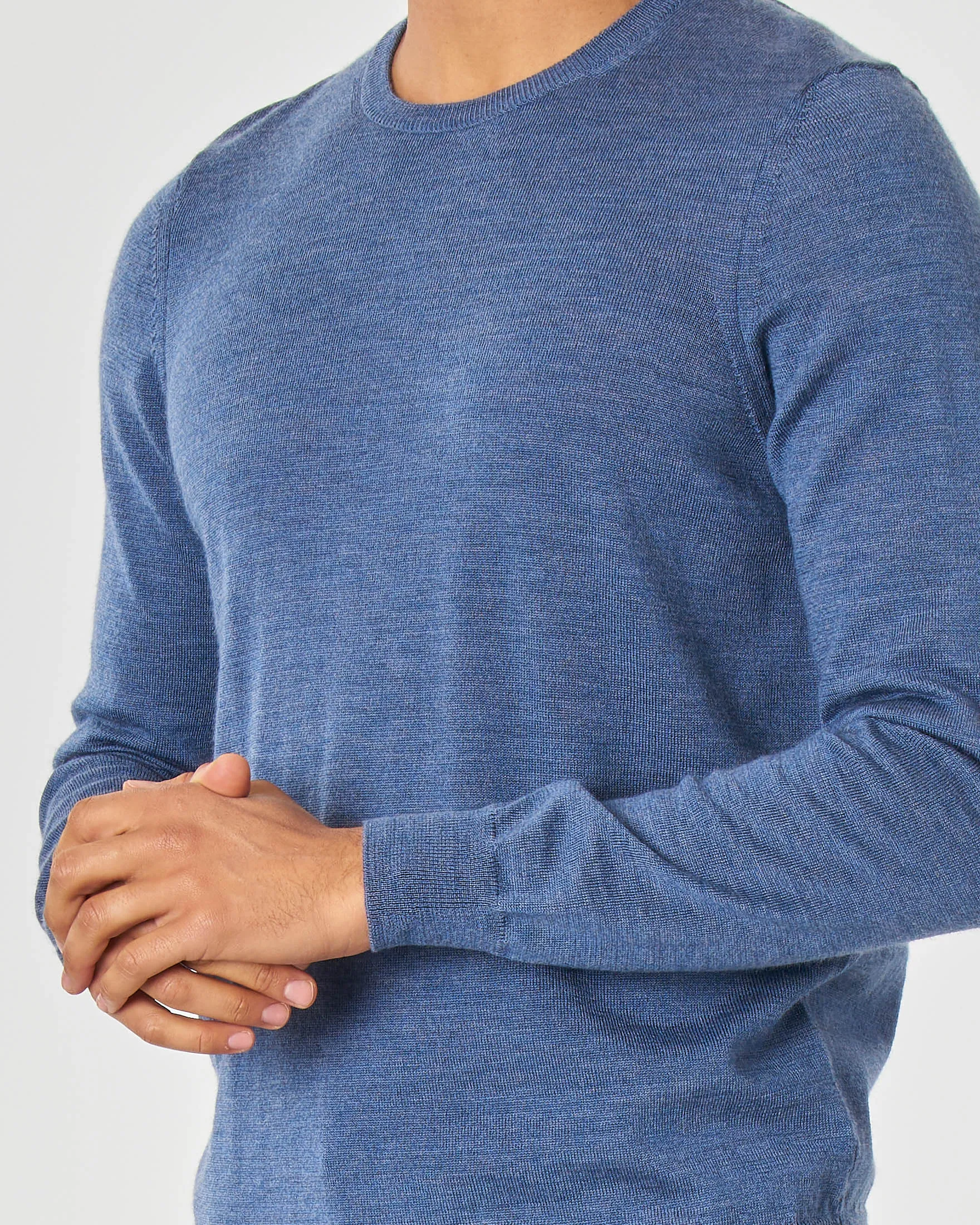 Maglia avio girocollo in lana merino