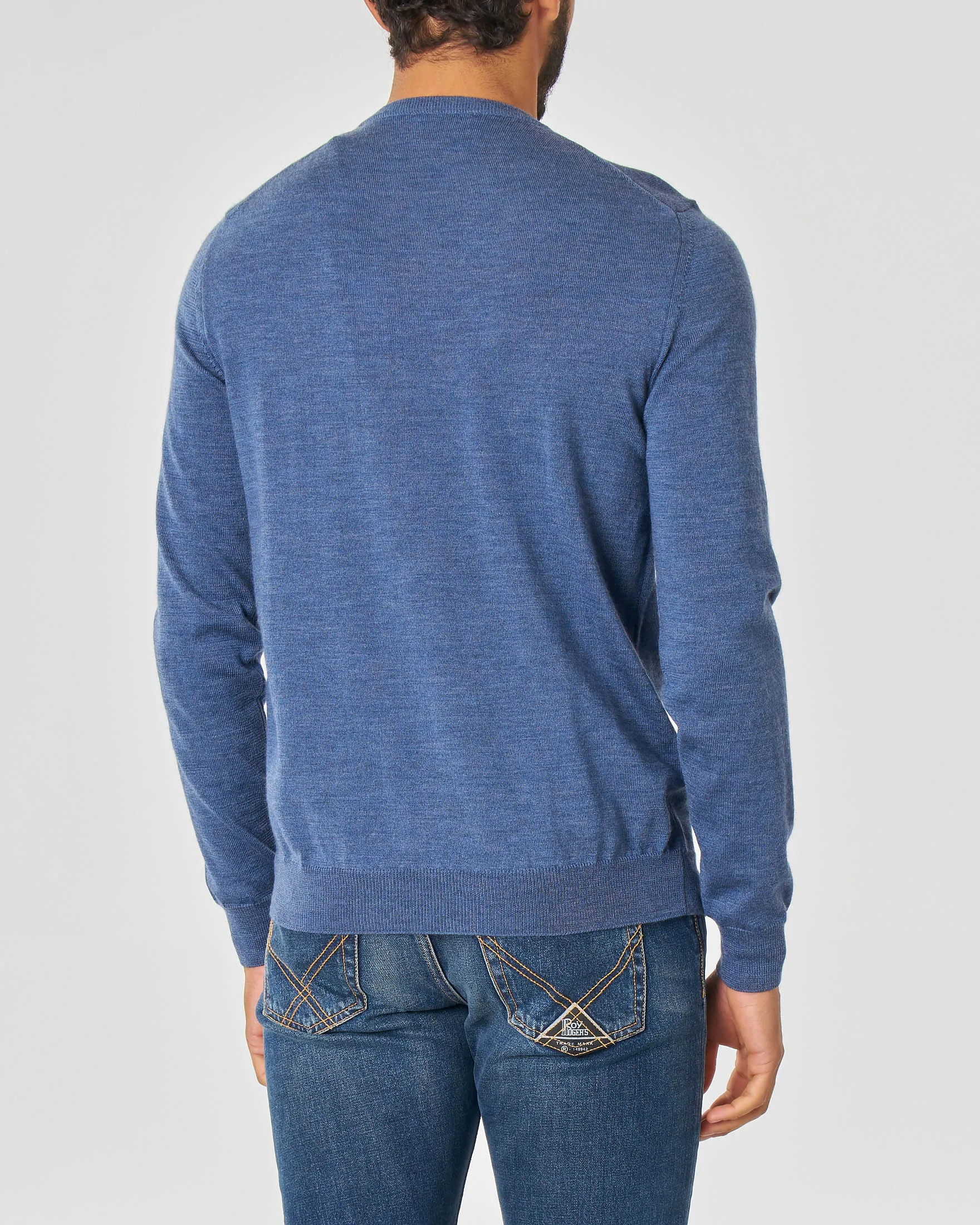 Maglia avio girocollo in lana merino