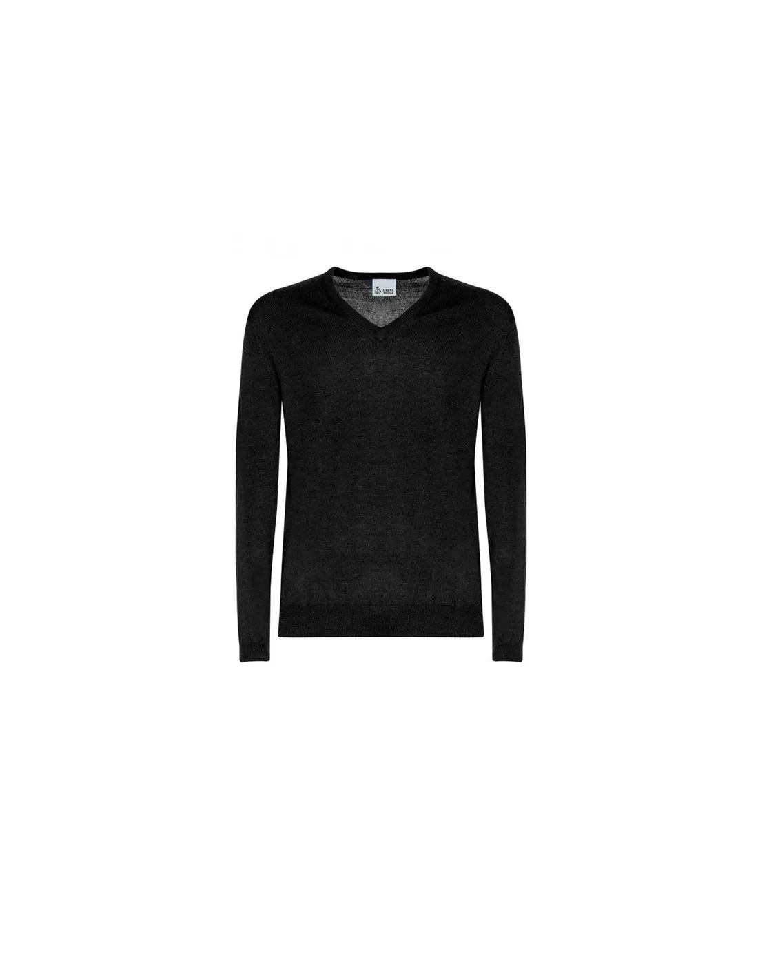 Maglia collo v ml lana merino 4 stagioni nero