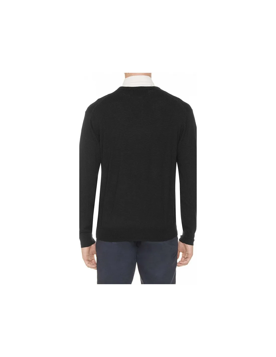 Maglia collo v ml lana merino 4 stagioni nero