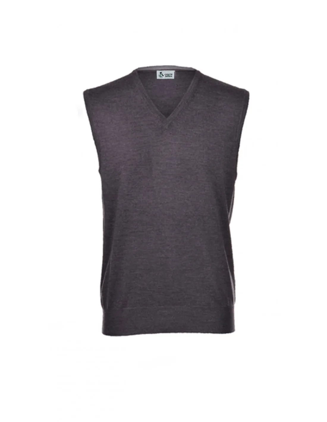 Maglia collo v mm gilet lana merino 4 stagioni grigio scuro