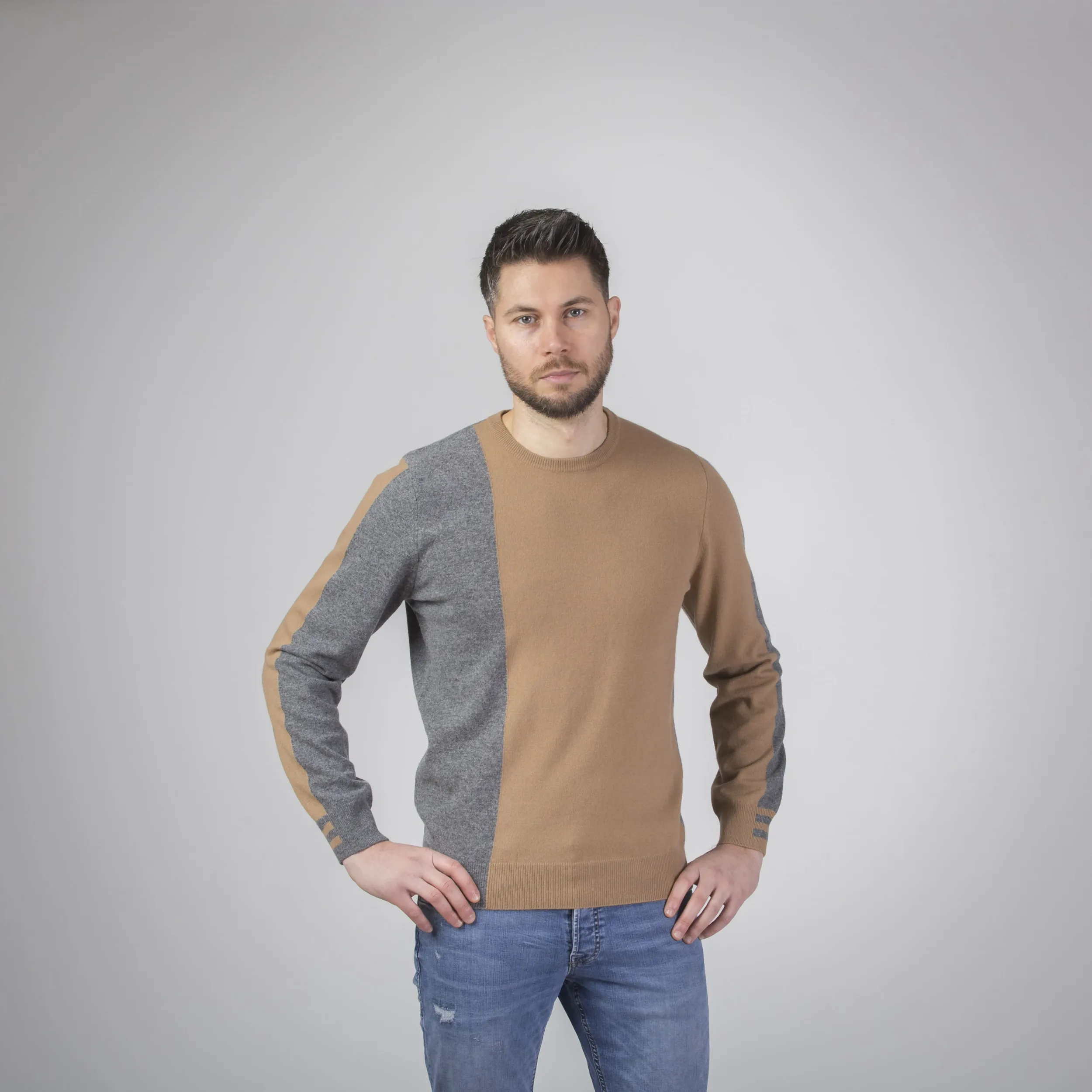 Maglia girocollo bicolore