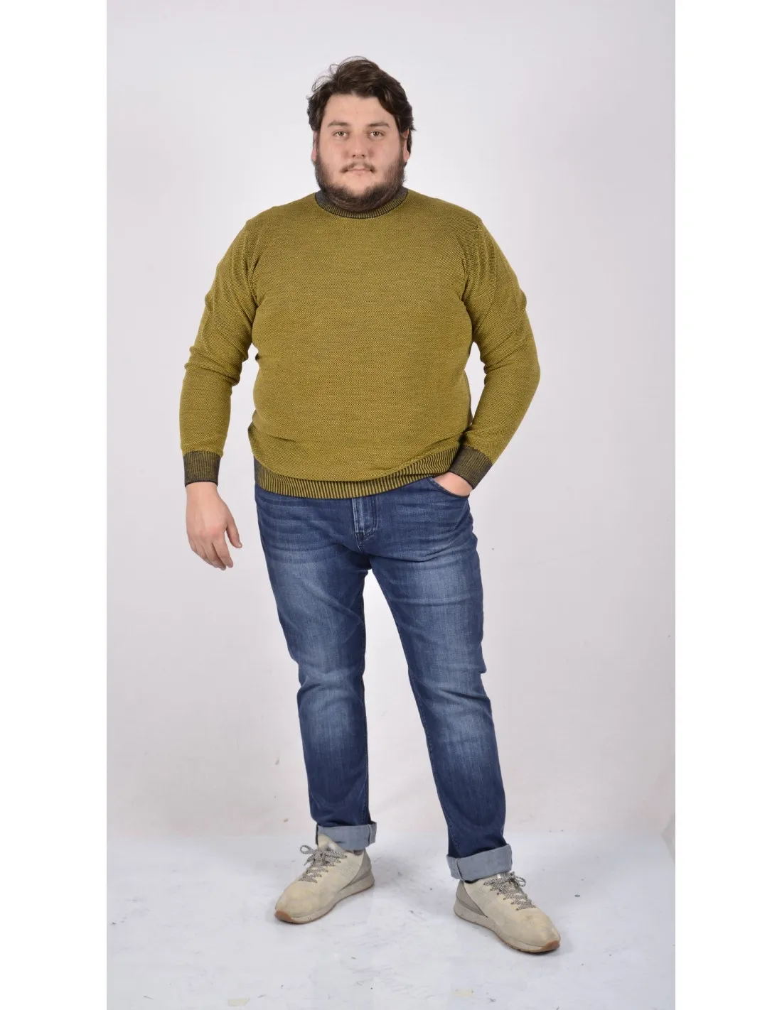 Maglia girocollo ml lana giallo taglie forti