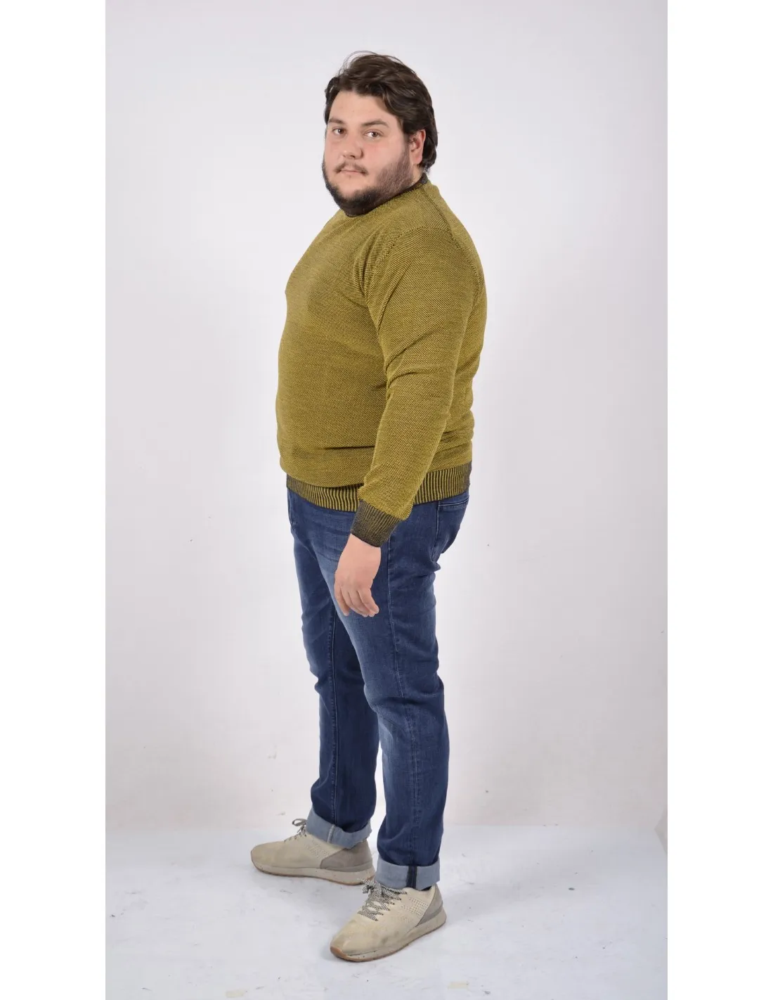 Maglia girocollo ml lana giallo taglie forti