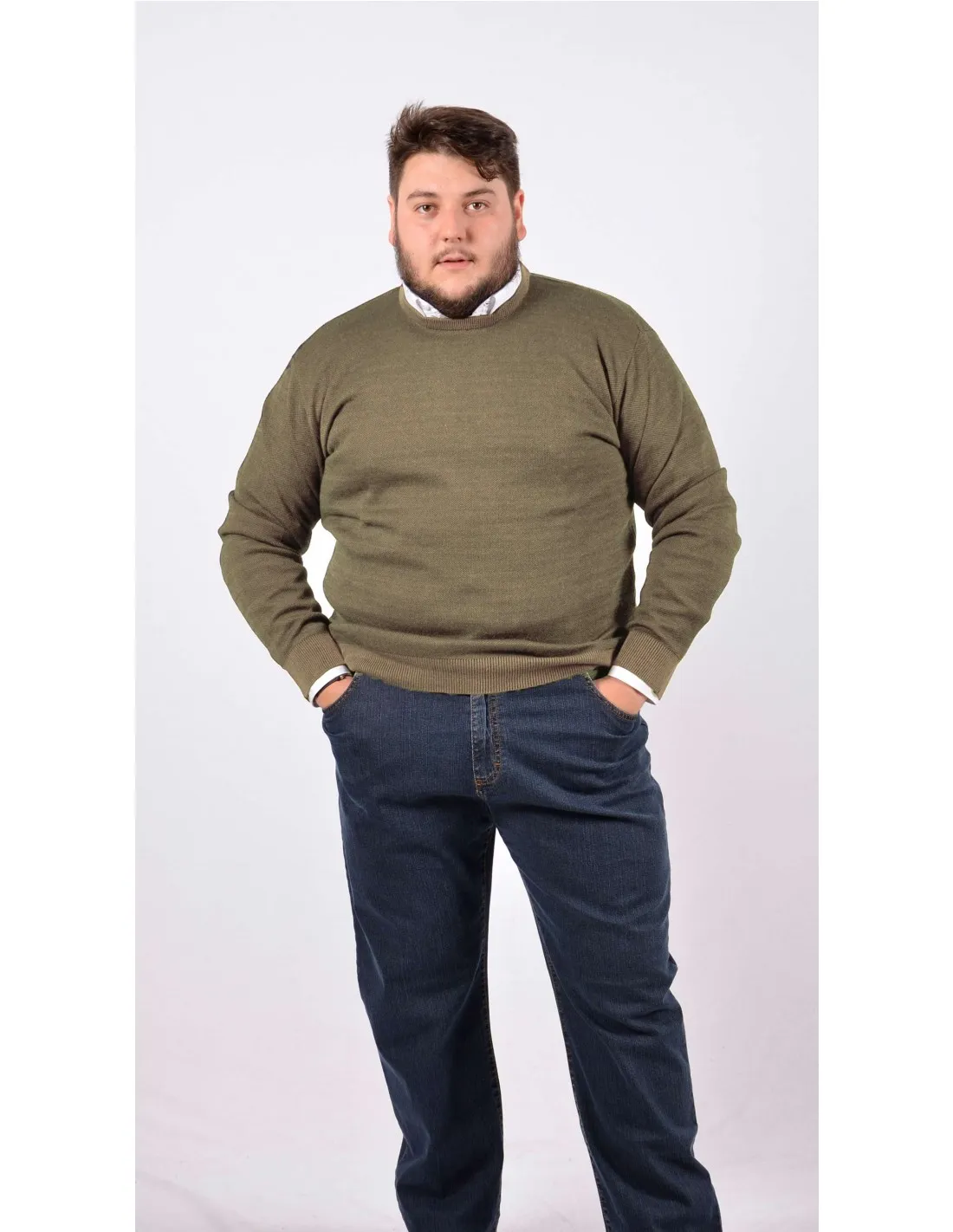 Maglia girocollo ml lana giallo taglie forti