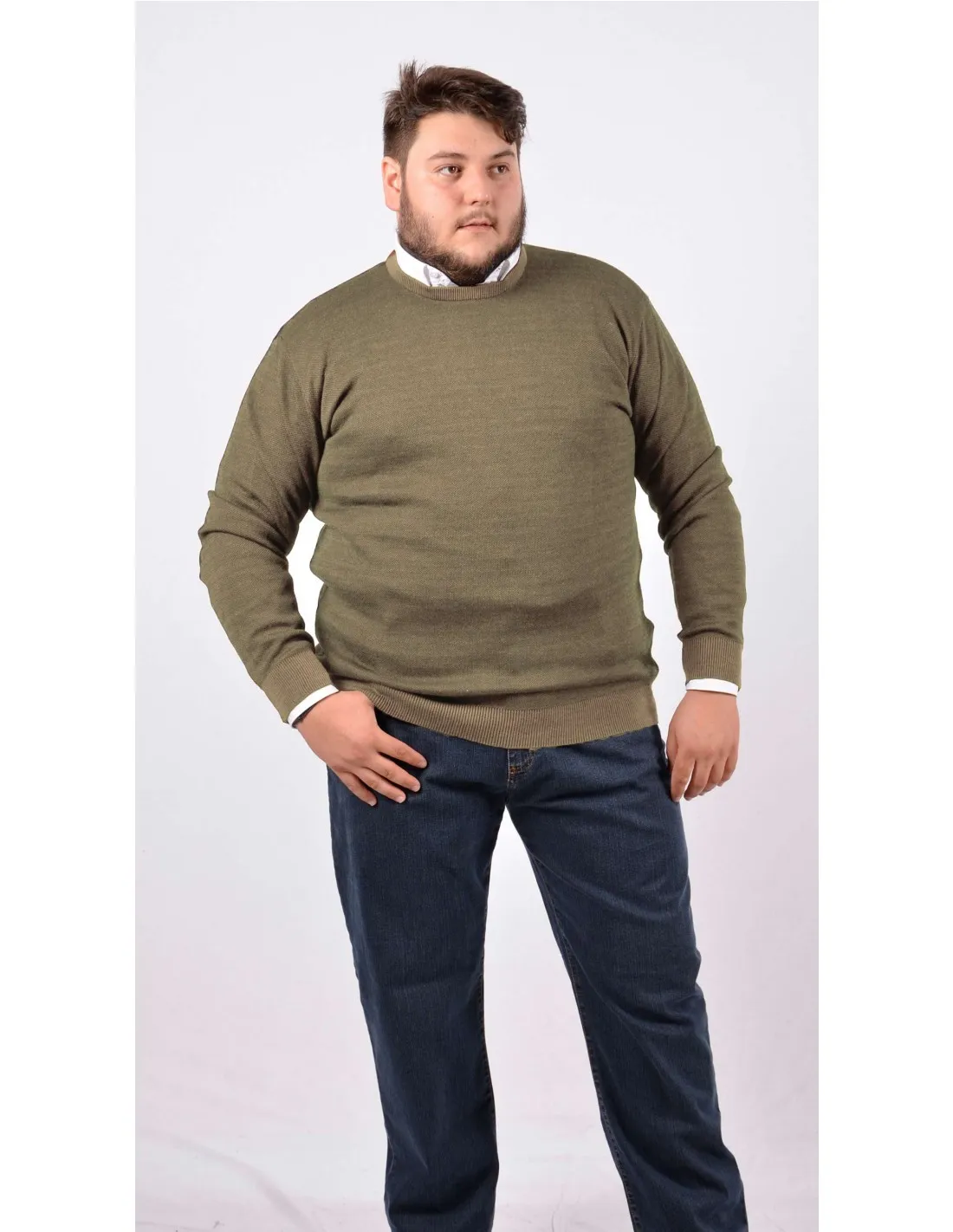 Maglia girocollo ml lana giallo taglie forti