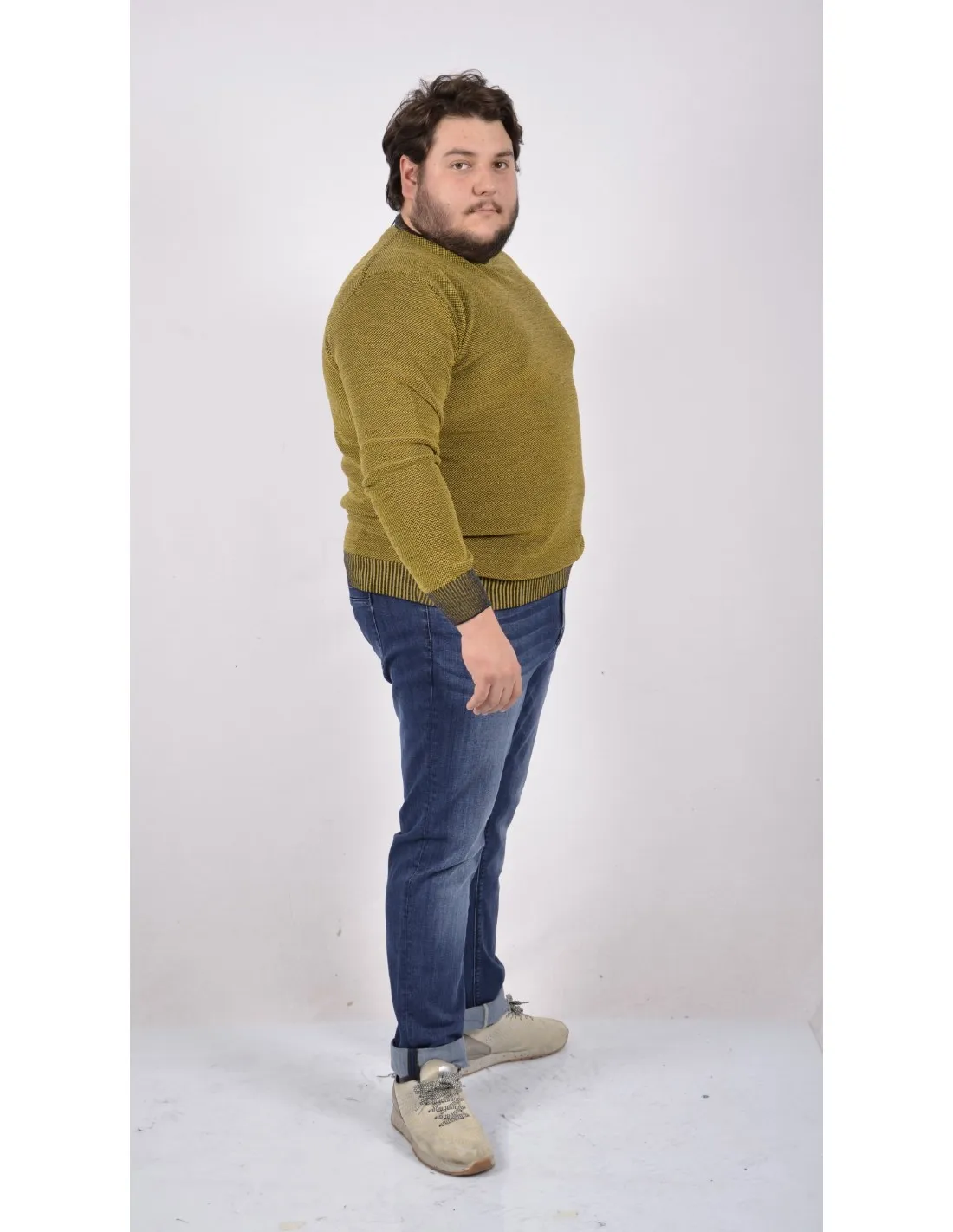 Maglia girocollo ml lana giallo taglie forti