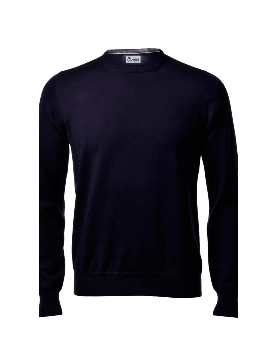 Maglia girocollo ml lana merino blu taglie forti