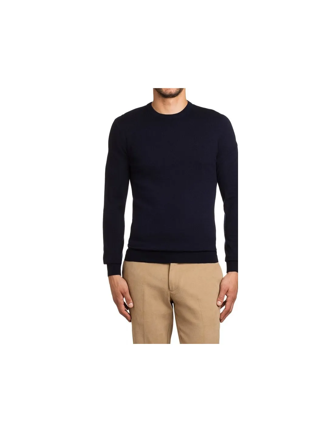 Maglia girocollo ml lana merino blu taglie forti