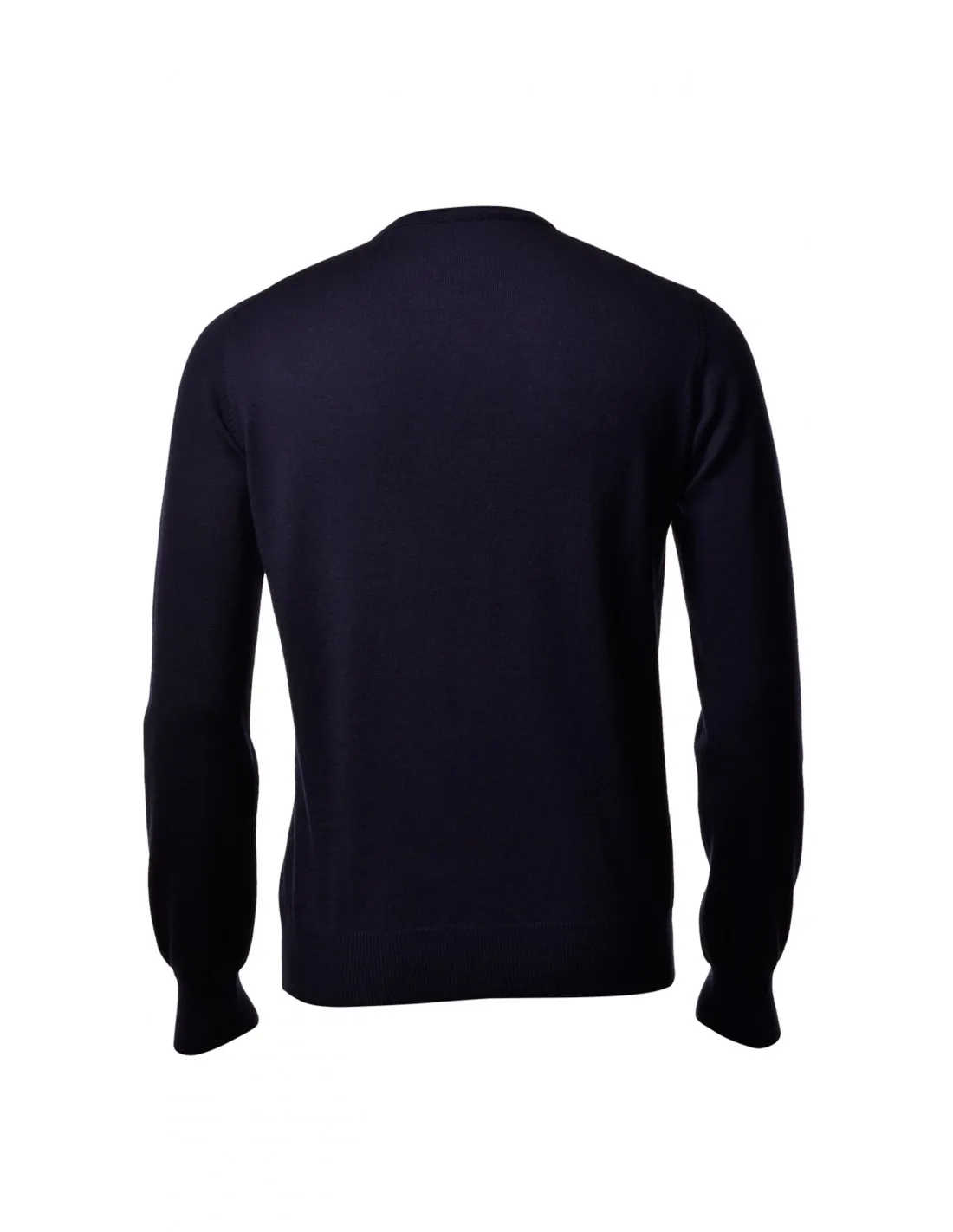 Maglia girocollo ml lana merino blu taglie forti