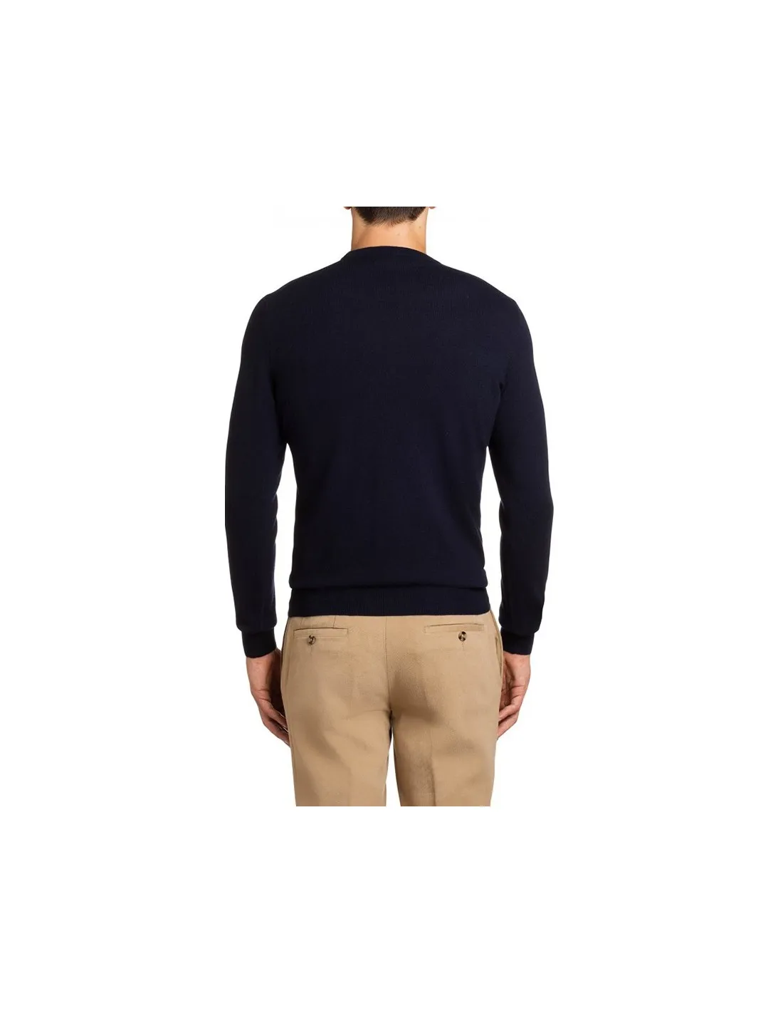 Maglia girocollo ml lana merino blu taglie forti
