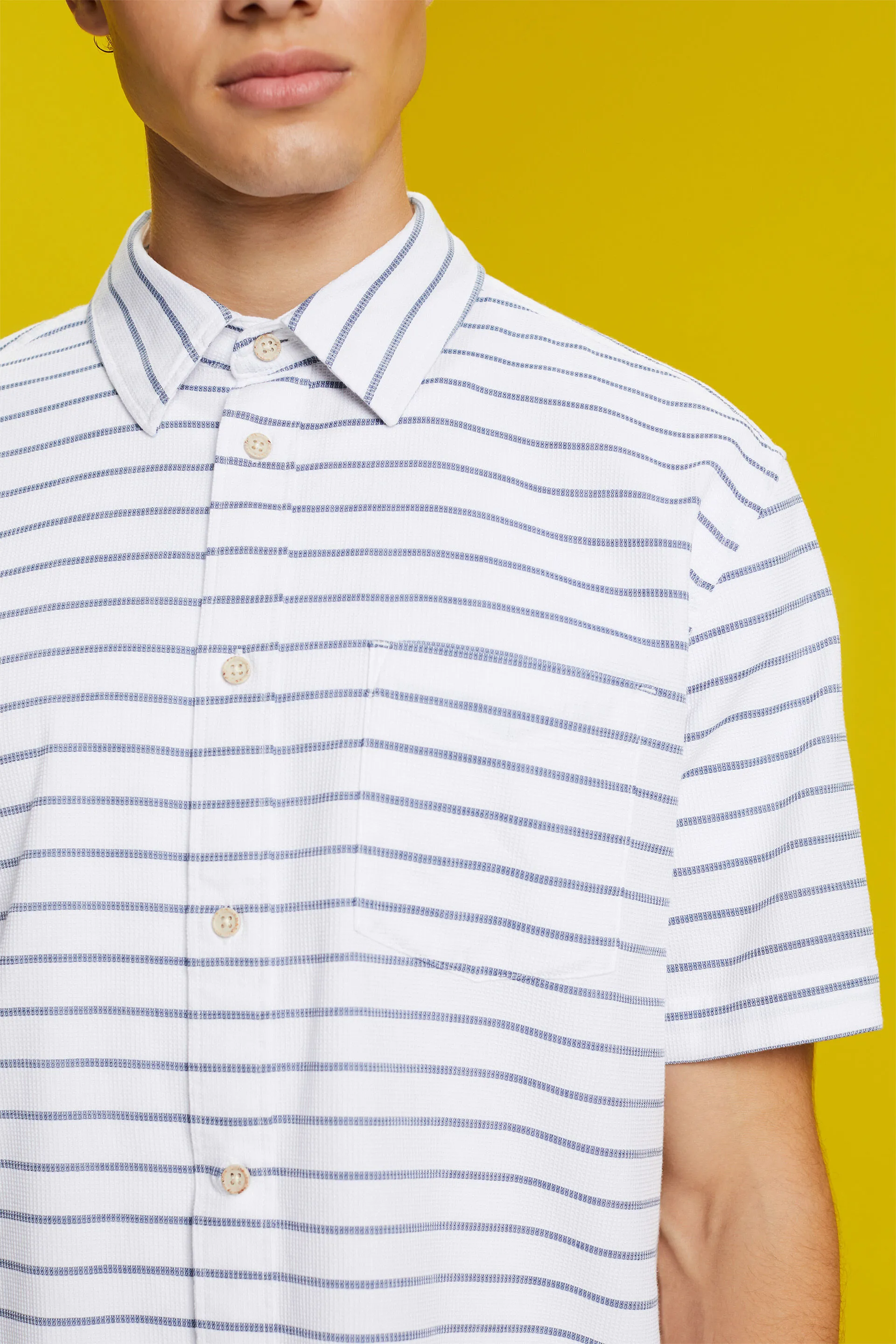 Maglia in piqué a nido d’ape a righe, 100% cotone
