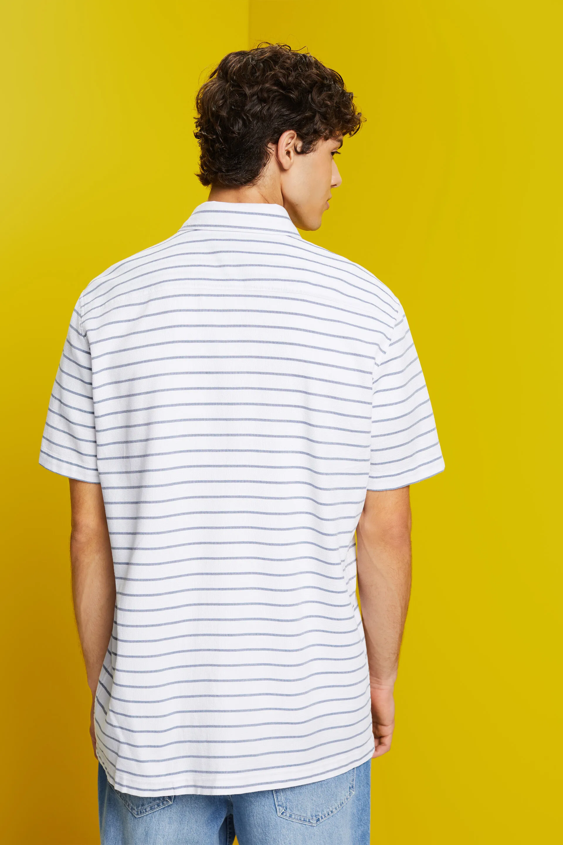 Maglia in piqué a nido d’ape a righe, 100% cotone
