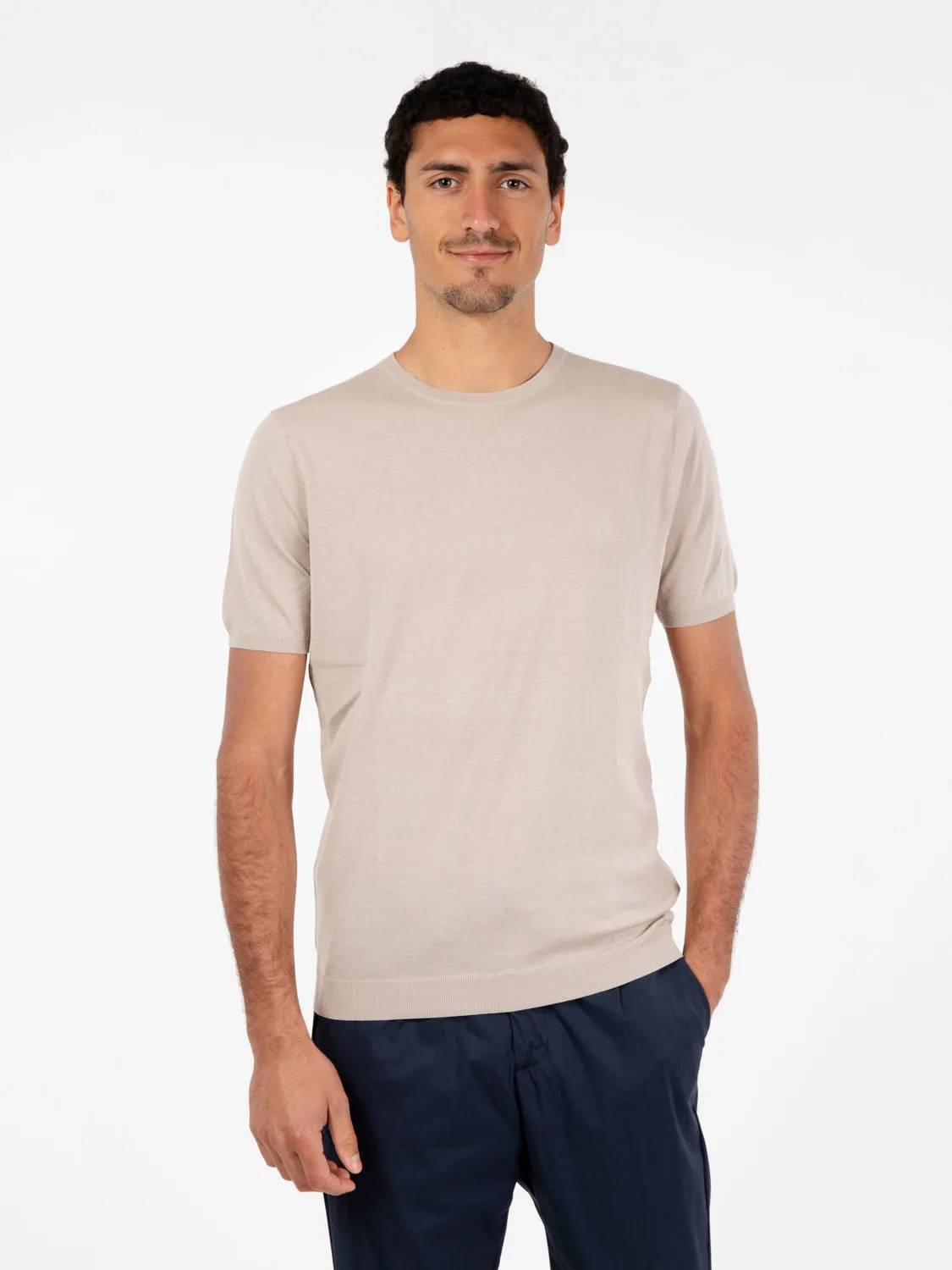 Maglia lavorata con maniche corte sand