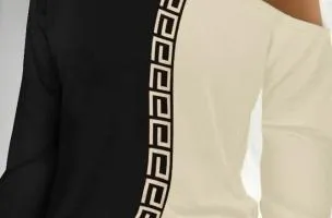 Maglietta con stampa geometrica Nelyna, nero e beige