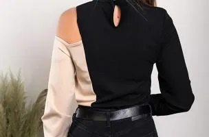 Maglietta con stampa geometrica Nelyna, nero e beige