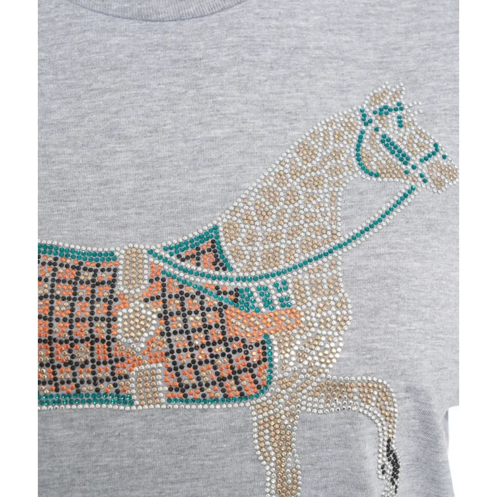 Maglietta con strass grigio