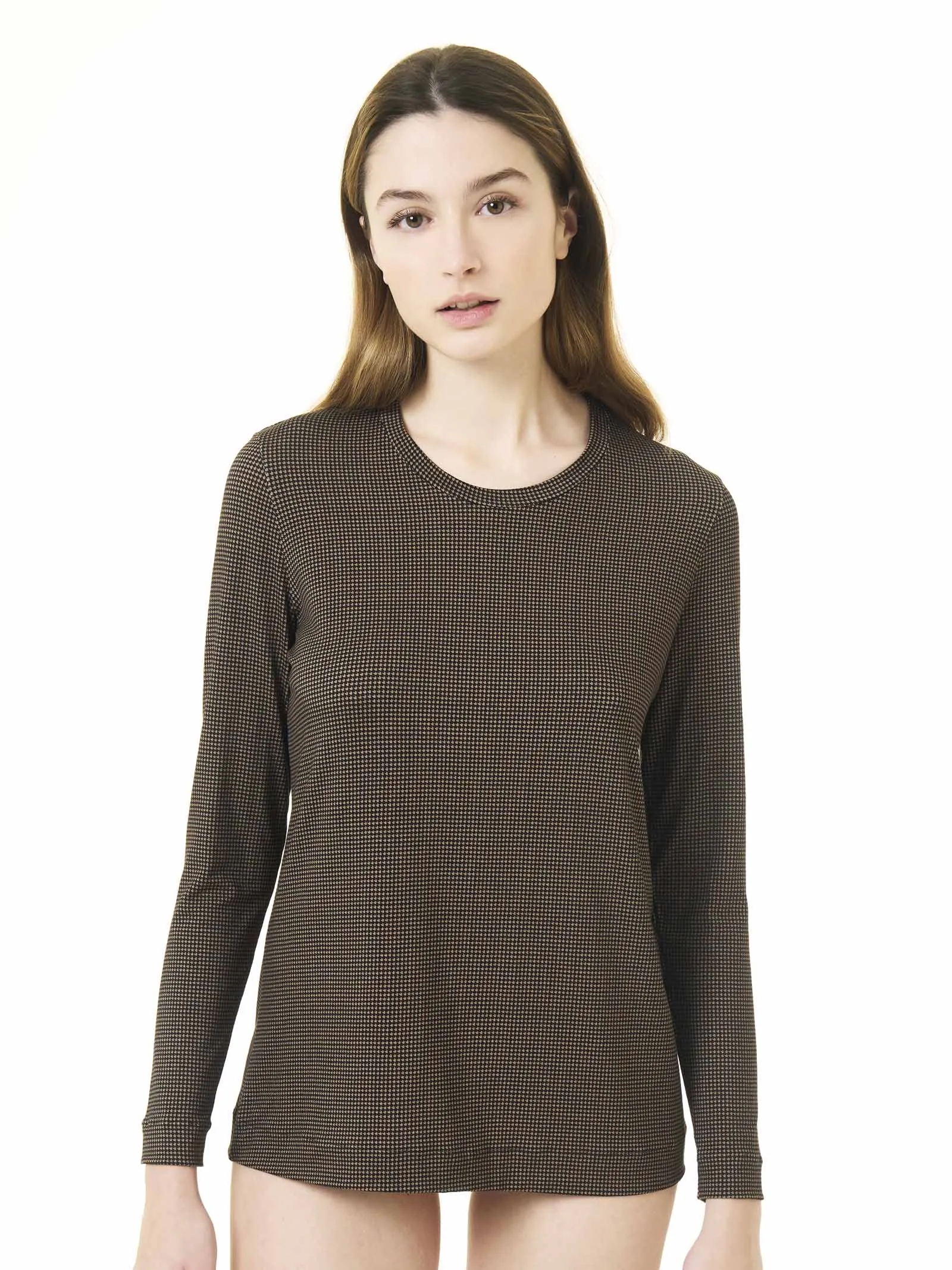 Maglietta girocollo tartan in Eco Viscosa - Fant.Visone