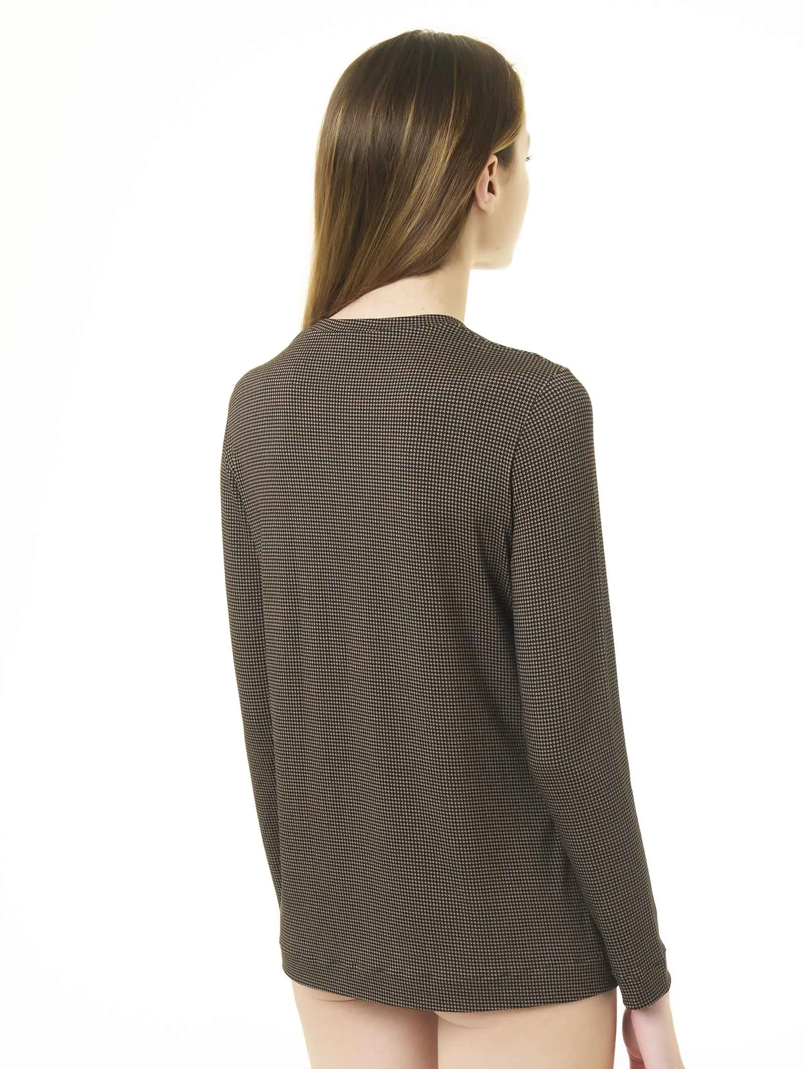 Maglietta girocollo tartan in Eco Viscosa - Fant.Visone