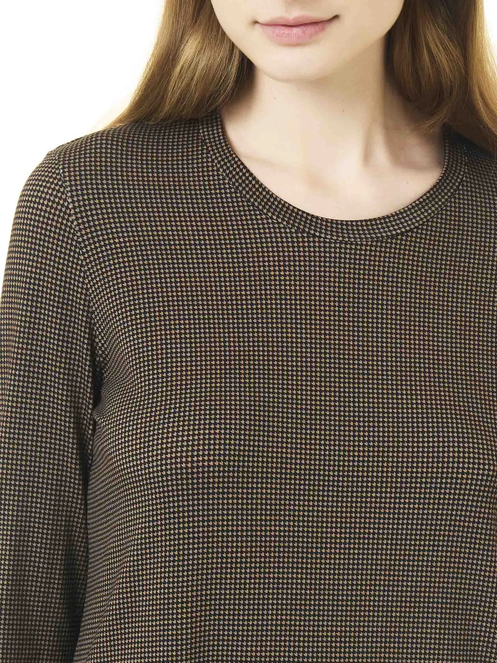 Maglietta girocollo tartan in Eco Viscosa - Fant.Visone