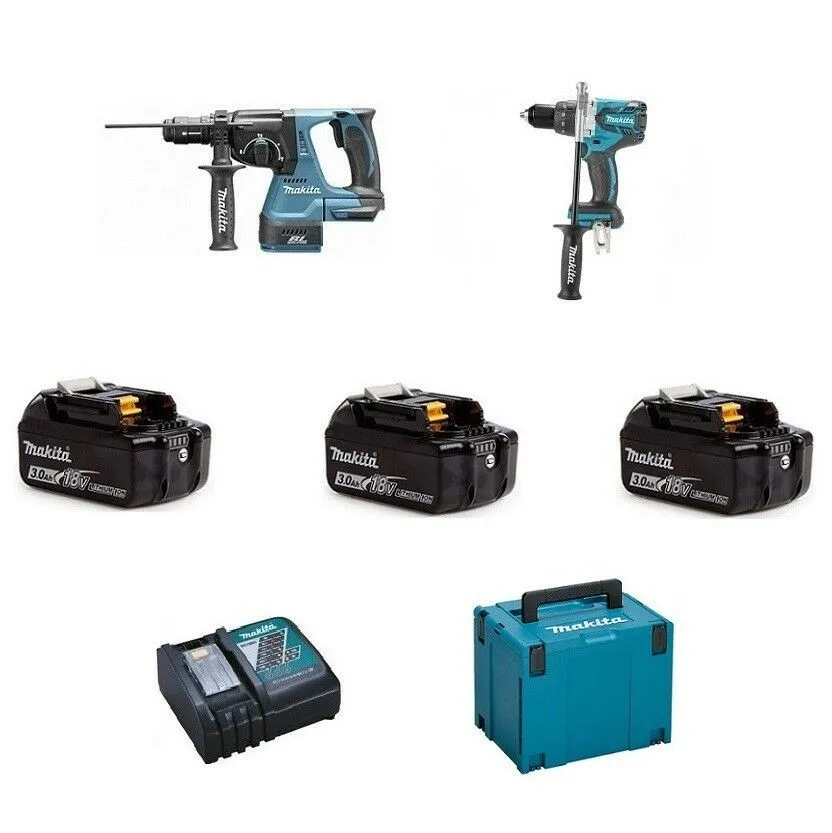 Makita TASSELLATORE TRAPANO 3 BATTERIE CARICA. VALIGIA mod. DHR243ZJ