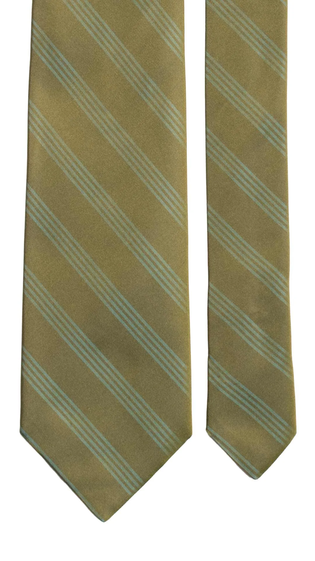 Man Green Regimental Silk Tie Tone on Tone Stripes 7065