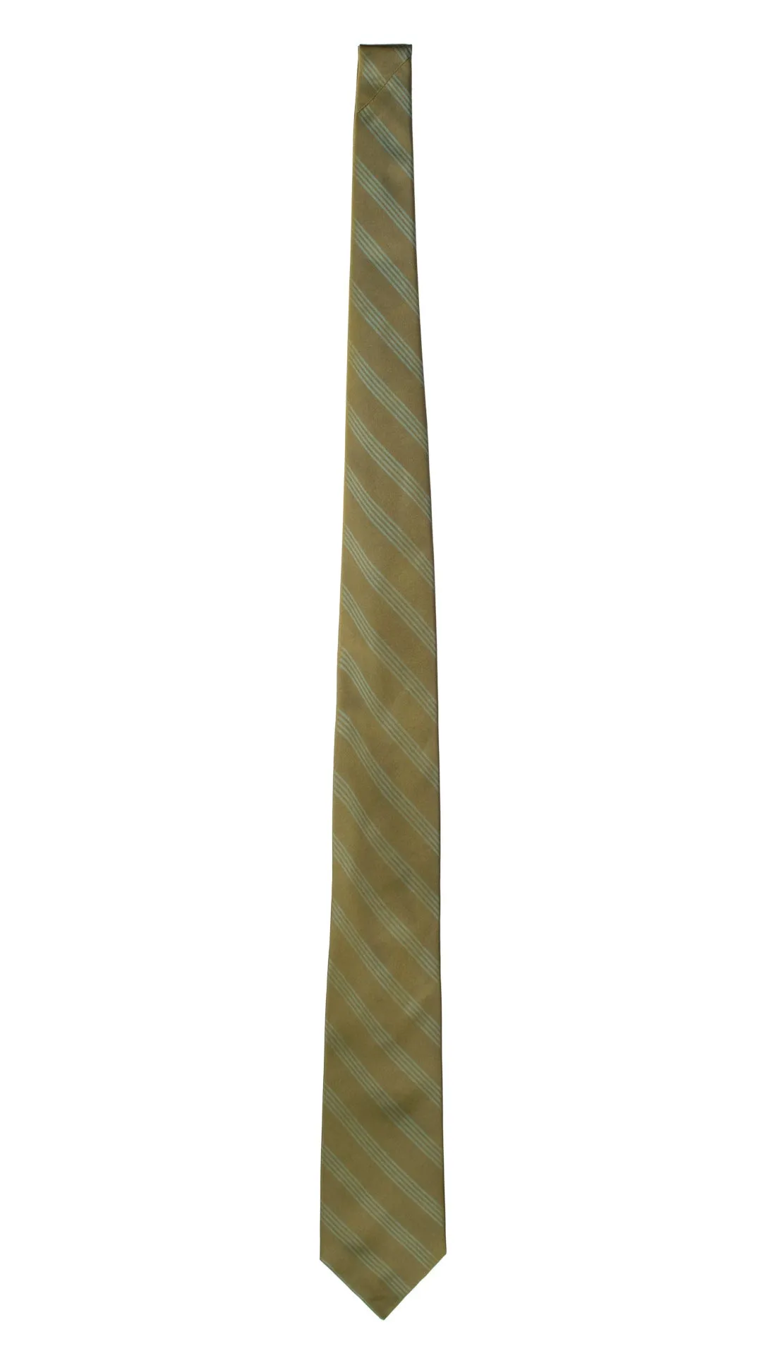 Man Green Regimental Silk Tie Tone on Tone Stripes 7065