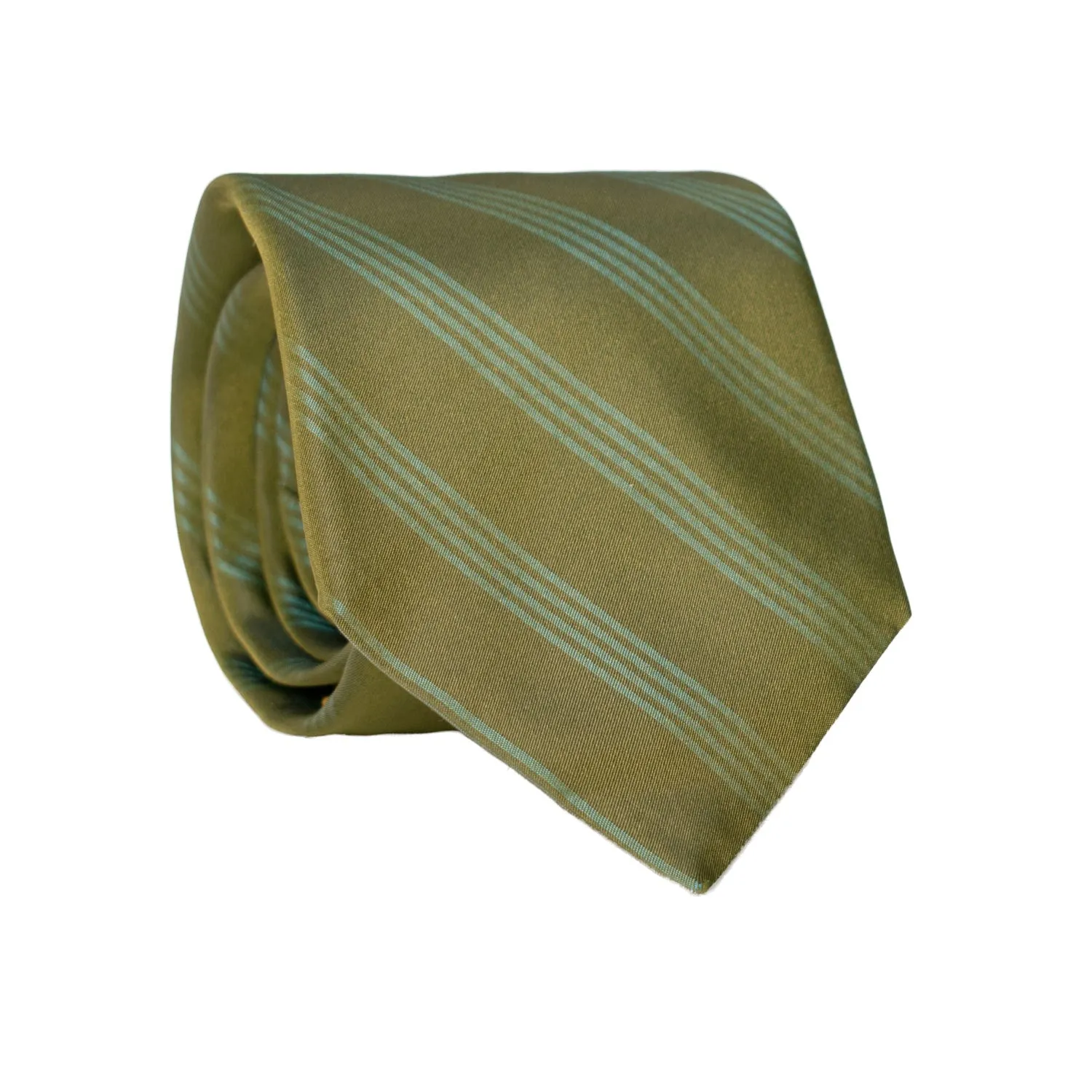 Man Green Regimental Silk Tie Tone on Tone Stripes 7065