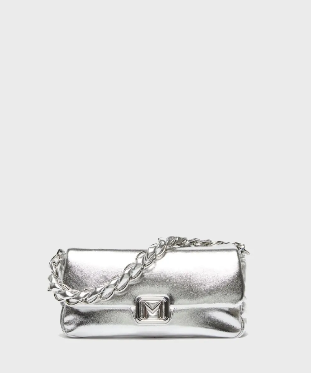 Marella Emily borsa baguette, pelle vegana argento