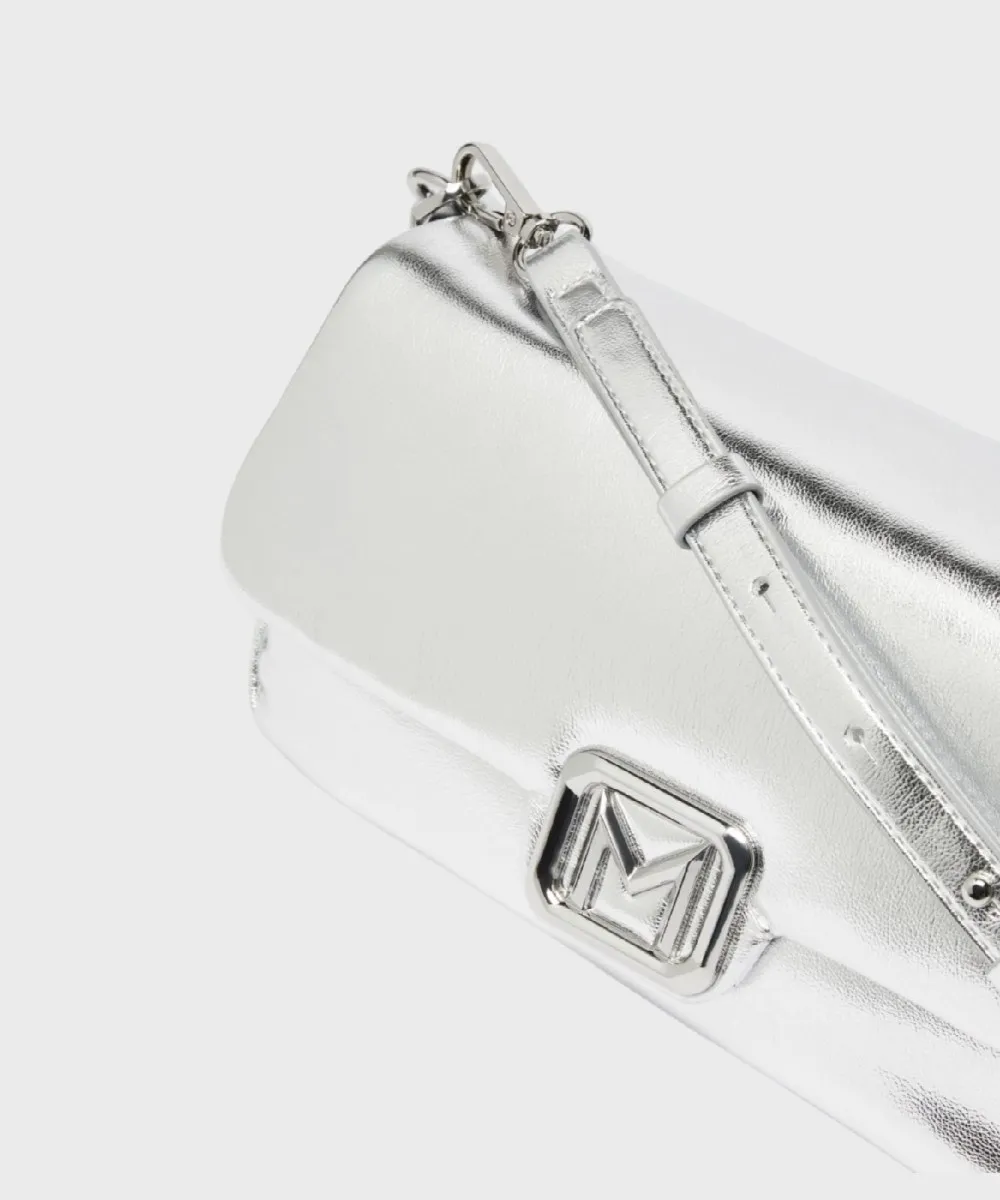 Marella Emily borsa baguette, pelle vegana argento