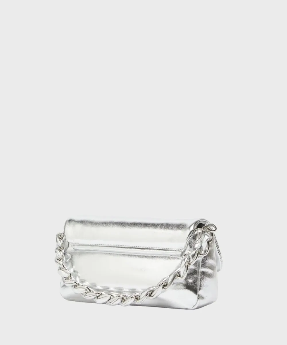 Marella Emily borsa baguette, pelle vegana argento