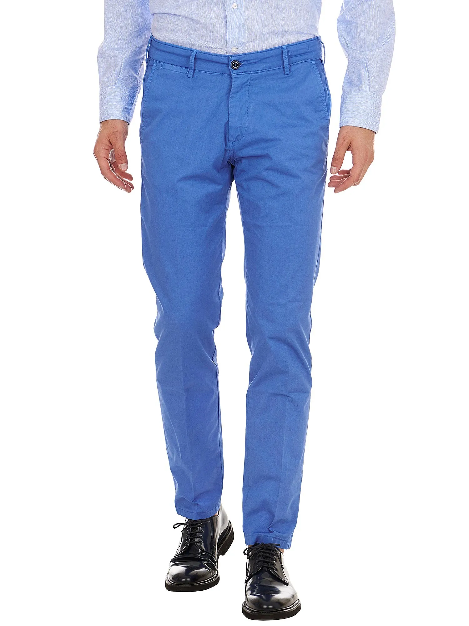 Men's 5-pocket light blue chinos trousers