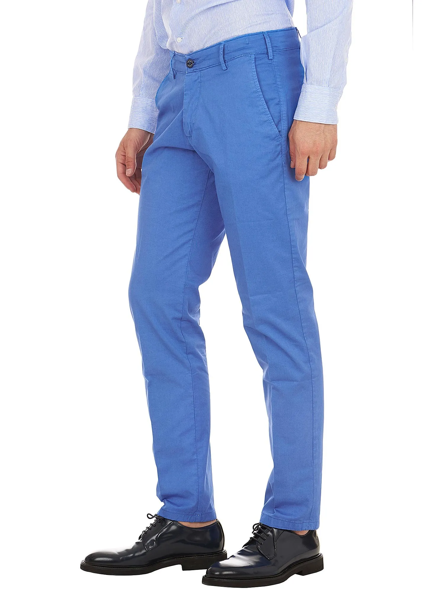 Men's 5-pocket light blue chinos trousers
