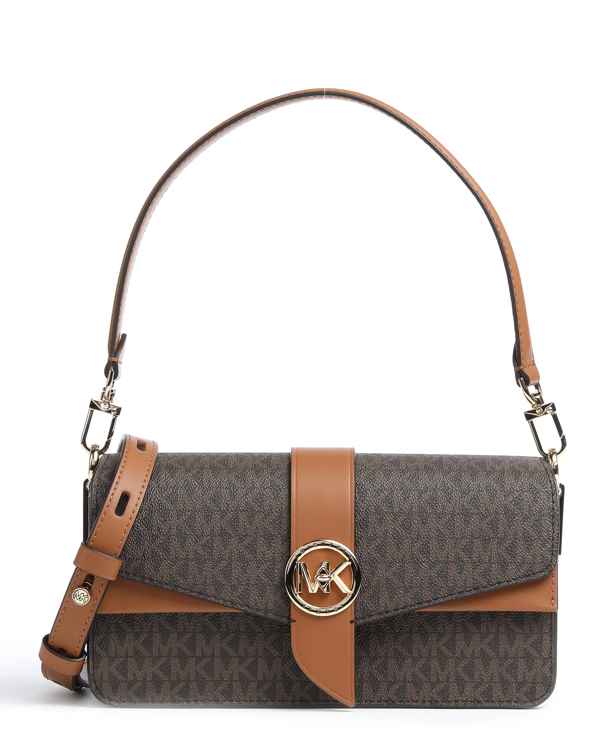  Michael Kors Greenwich Borsa a spalla pelle sintetica marrone scuro  