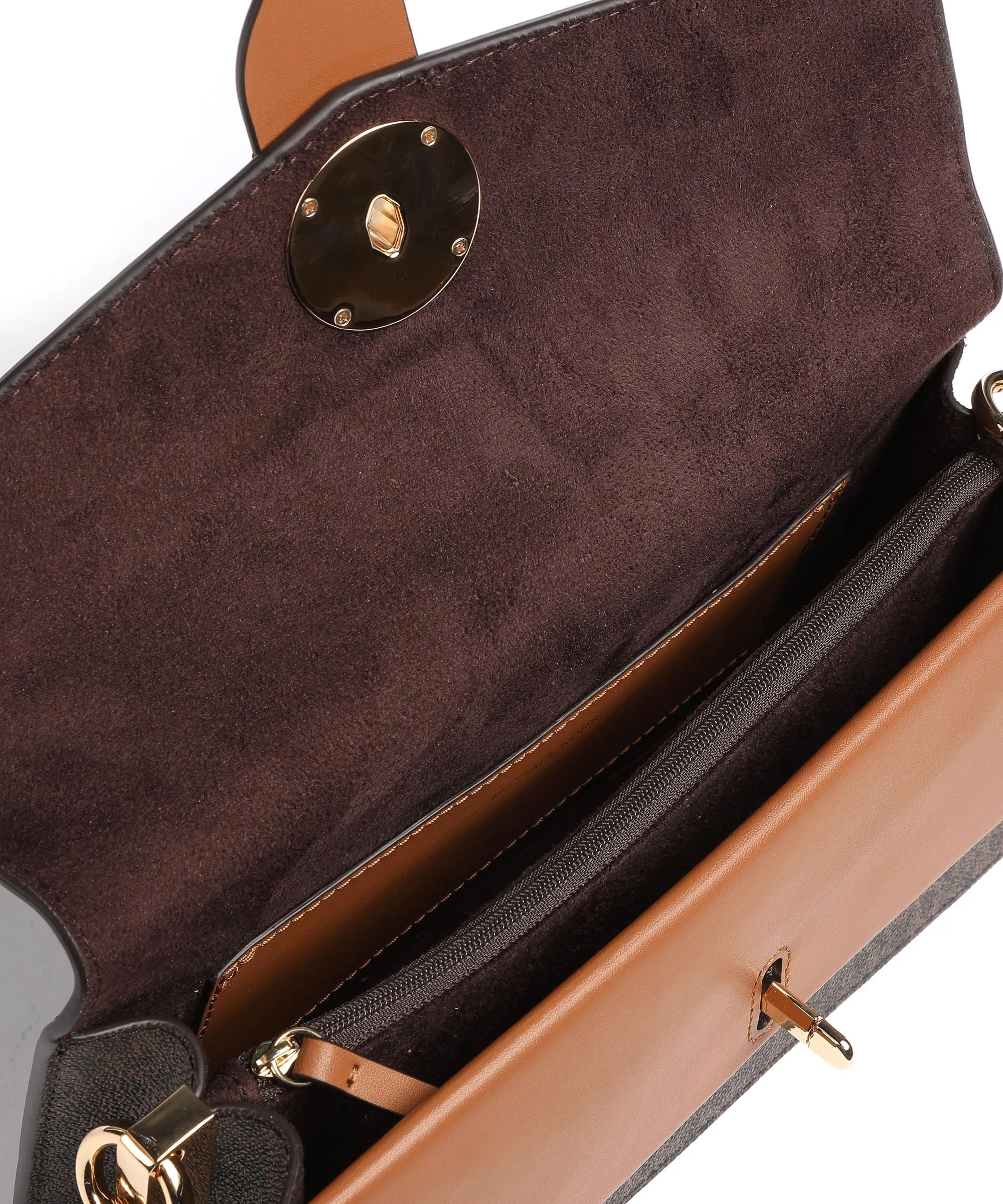  Michael Kors Greenwich Borsa a spalla pelle sintetica marrone scuro  