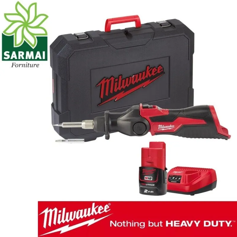 MILWAUKEE M12SI-201C SALDATORE COMPATTO CON TESTA ORIENTABILE 2AH 400°