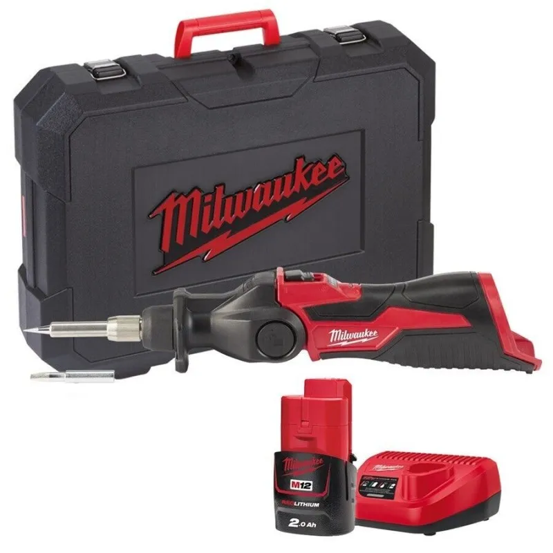 MILWAUKEE M12SI-201C SALDATORE COMPATTO CON TESTA ORIENTABILE 2AH 400°