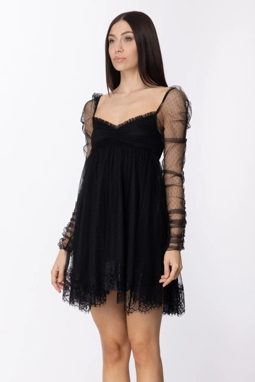 Mini abito Brit con fondo in pizzo Black