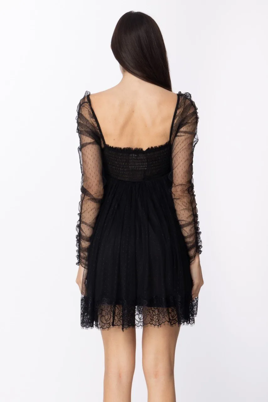 Mini abito Brit con fondo in pizzo Black