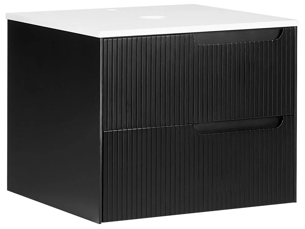 Mobile lavabo da parete QUINTELA 60 cm 52 cm 48 cm Nero