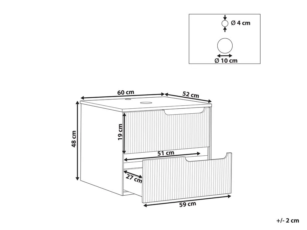 Mobile lavabo da parete QUINTELA 60 cm 52 cm 48 cm Nero