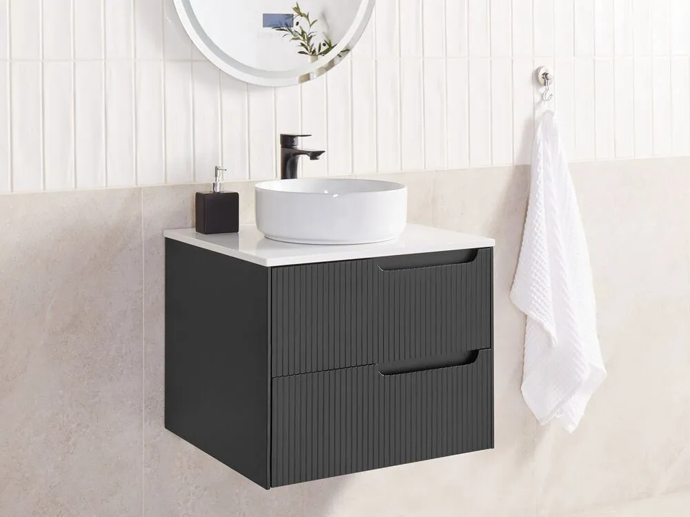 Mobile lavabo da parete QUINTELA 60 cm 52 cm 48 cm Nero