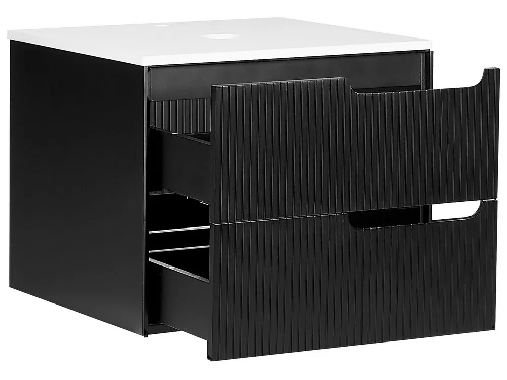 Mobile lavabo da parete QUINTELA 60 cm 52 cm 48 cm Nero
