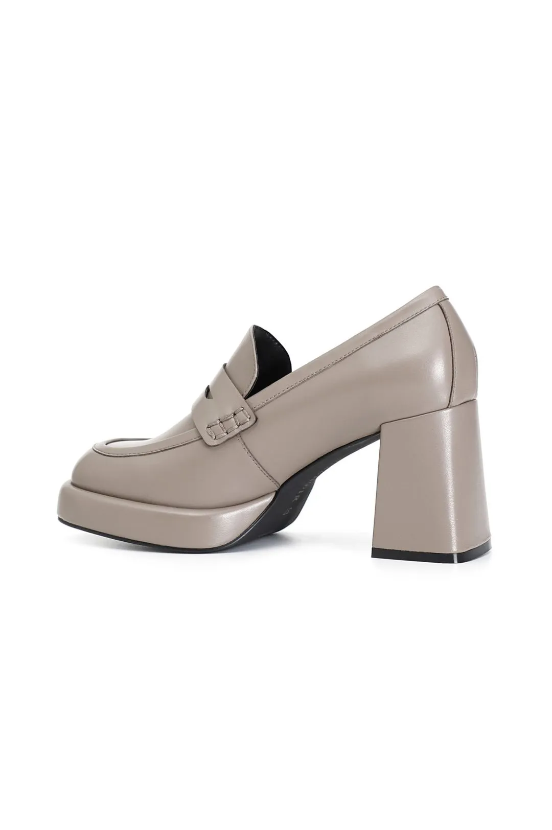 mocassino donna in pelle con plateau taupe