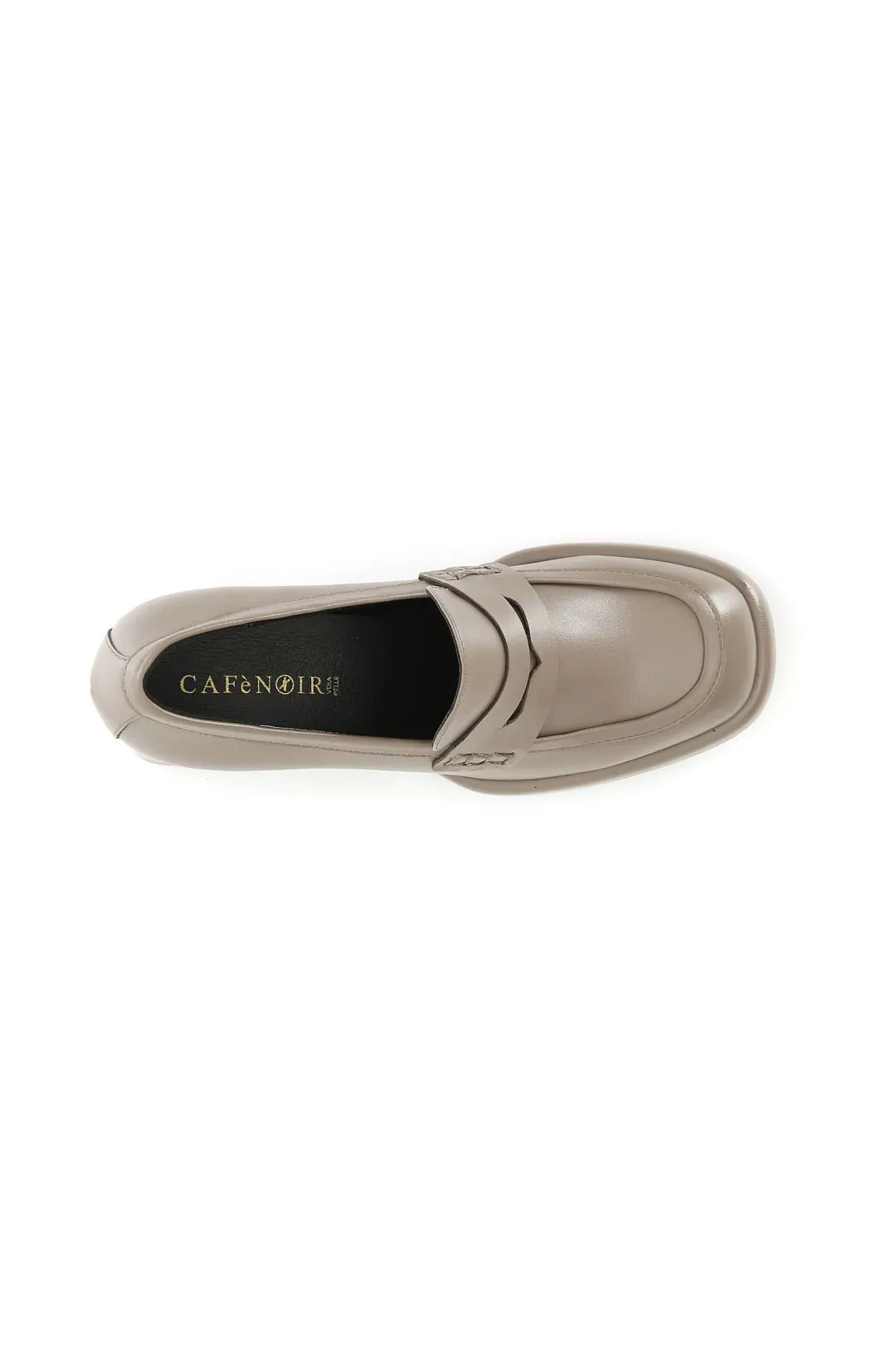 mocassino donna in pelle con plateau taupe
