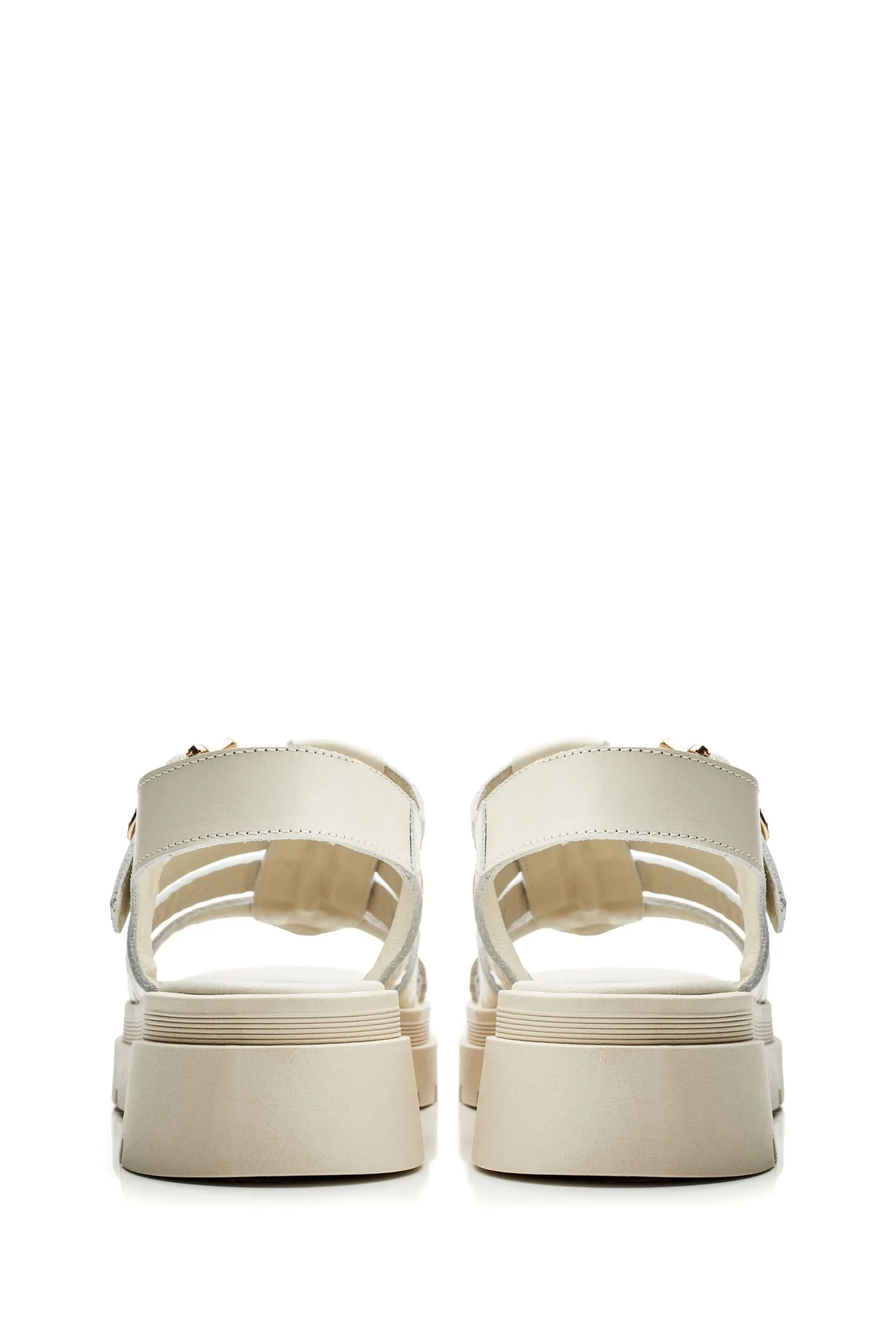 Moda in Pelle - Bianco pesante stile pescatore ossidiana - Sandali
