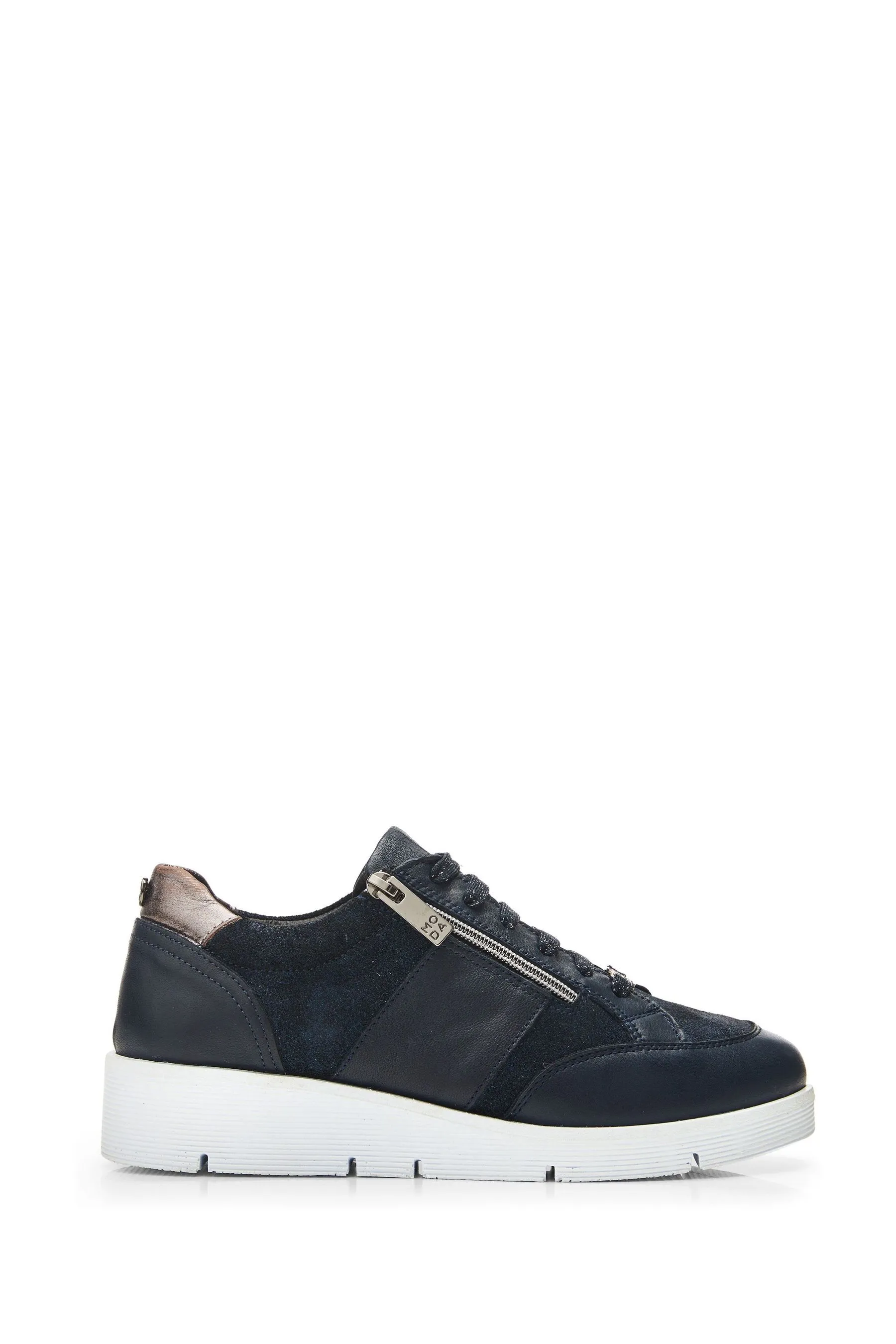 Moda in Pelle Blu - Ambienne - Scarpe da ginnastica con zeppa e zip laterale