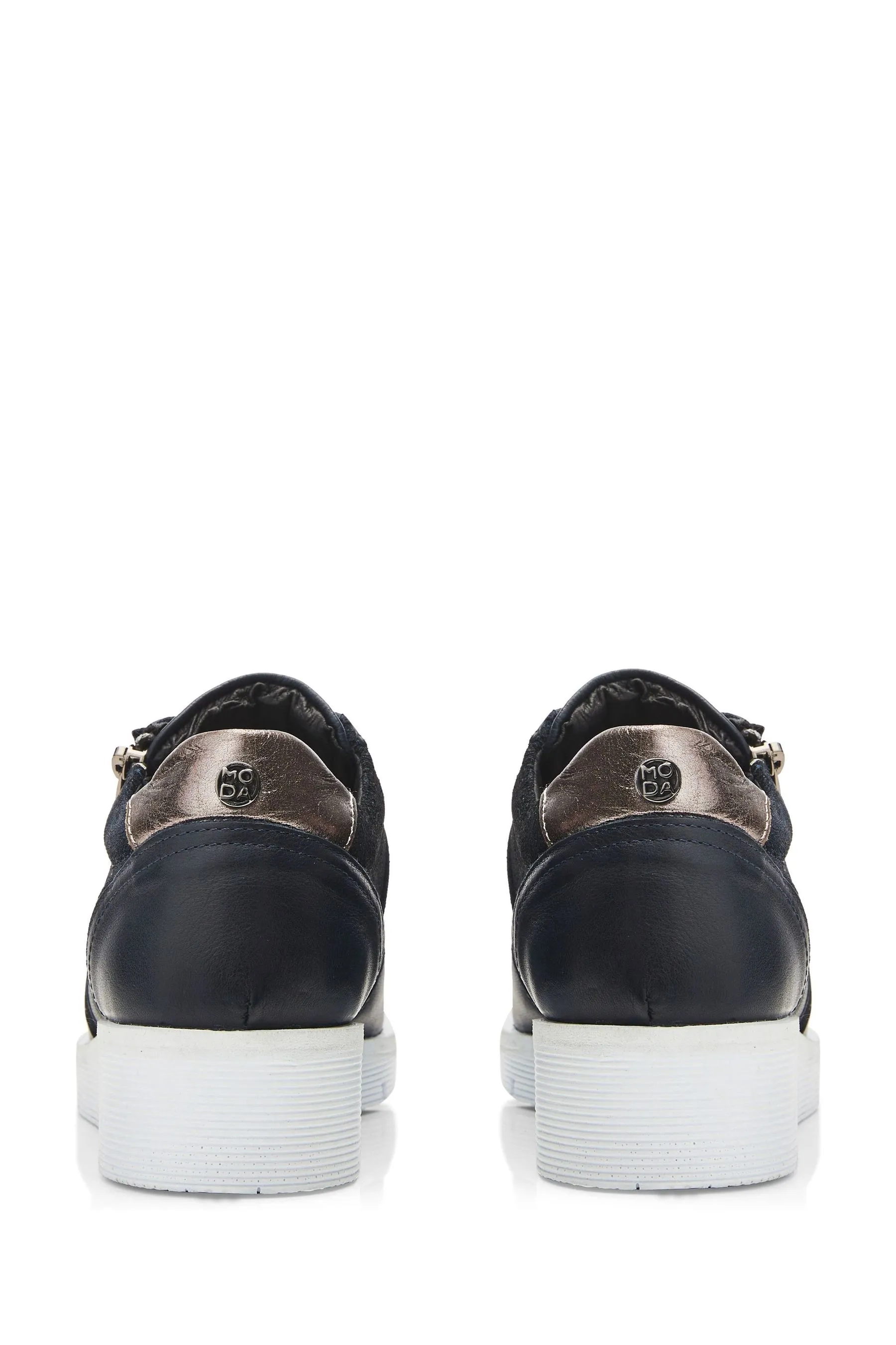 Moda in Pelle Blu - Ambienne - Scarpe da ginnastica con zeppa e zip laterale