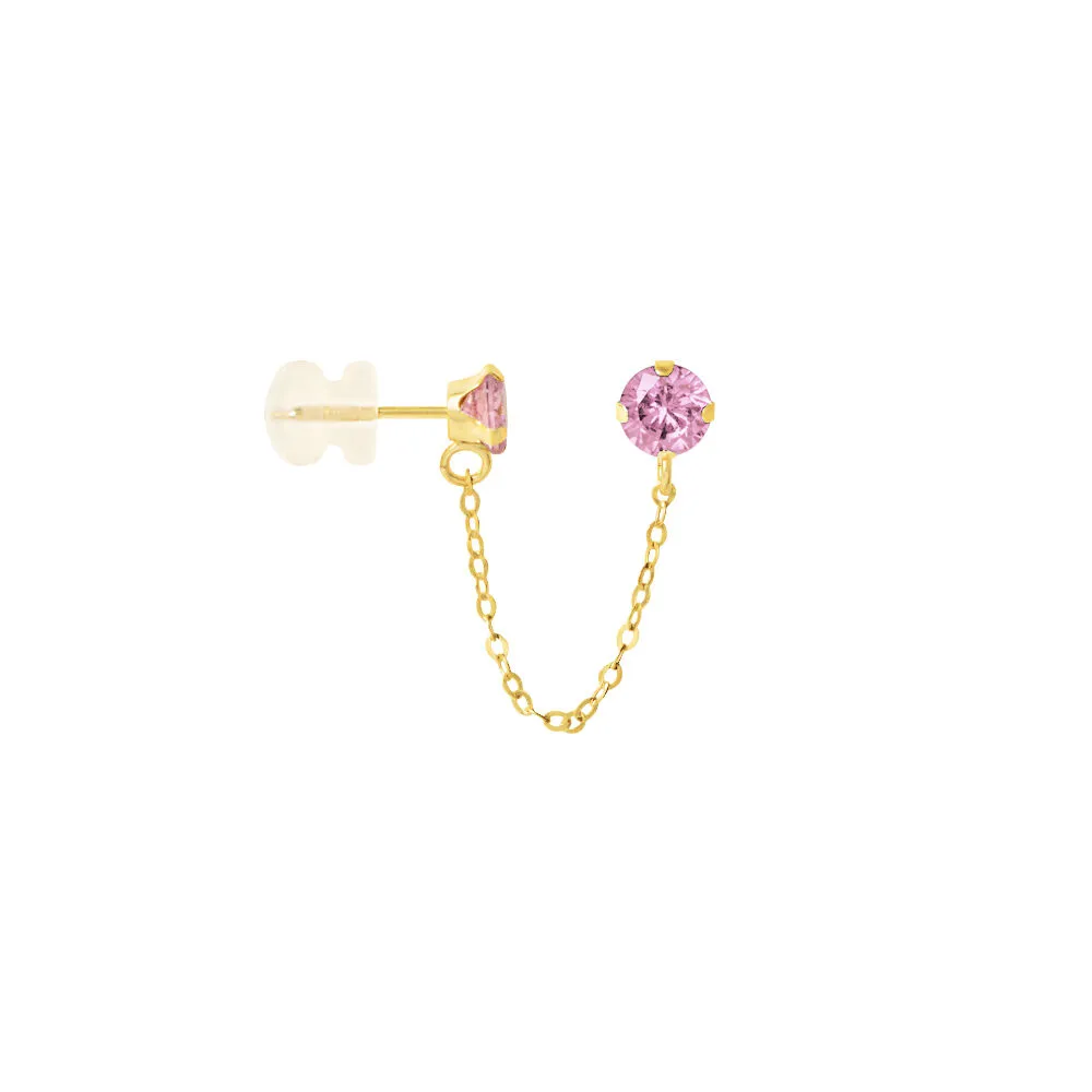 Mono Orecchino Lobo Bon Ton Oro Giallo 375/1000 Cubic Zirconia Rosa 1428143